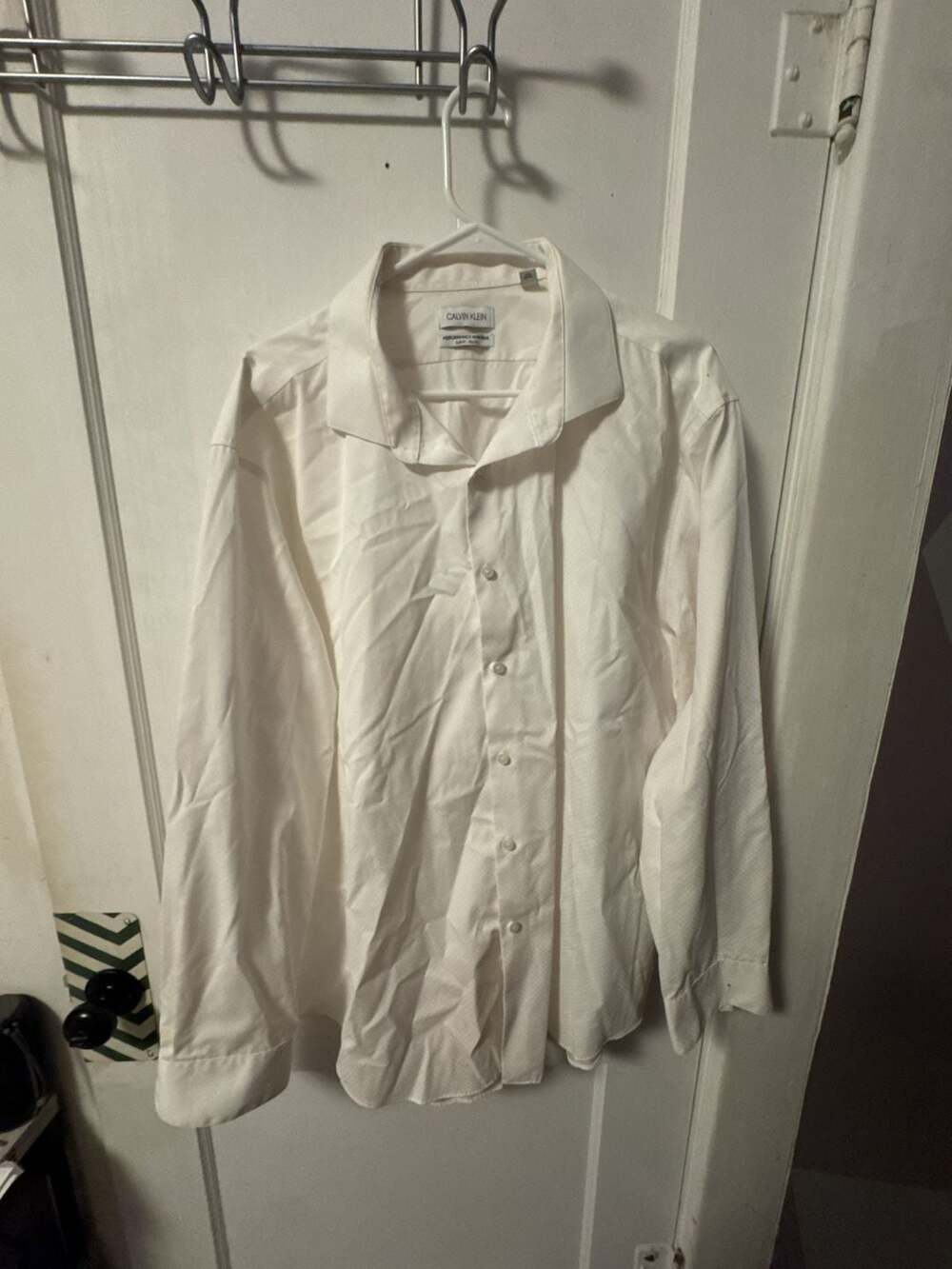 Calvin Klein Men's Performance Non-Iron Slim Fit Dress Shirt White 3XL 19 34/35